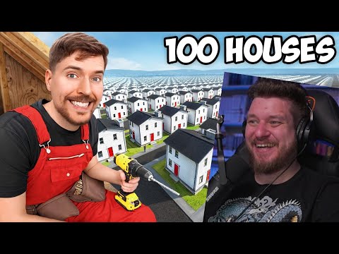 Видео: Я Построил 100 Домов и Раздал Их! | РЕАКЦИЯ НА MrBeast