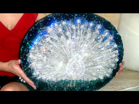 Видео: Картина Белый павлин. Вышивка бисером, бусами, стразами, пайетками.  София Голдберг