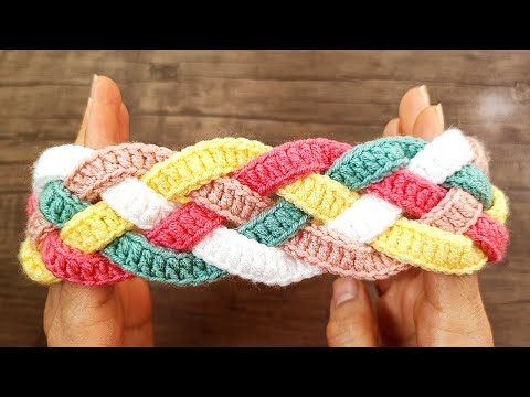 Видео: 😍 Красочная повязка крючком | Обруч для ушей крючком