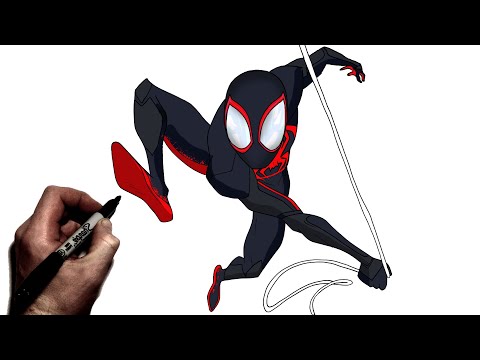 Видео: Как нарисовать Майлза Моралеса | Шаг за шагом | Человек-паук: сквозь вселенные