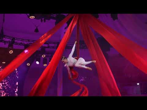 Видео: Номер на воздушном полотне с летящими тканями