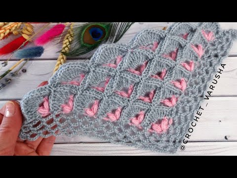 Видео: Роскошный 3D узор для шали ✨ Crochet shawl ✨