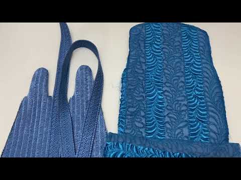 Видео: Голубая сумочка с листочками. Оригинальная стёжка. Стёжка перья. Знакомство с интересным человеком.