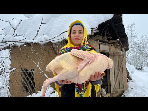 Видео: 1 час приготовления курицы и индейки в снежной погоде деревни