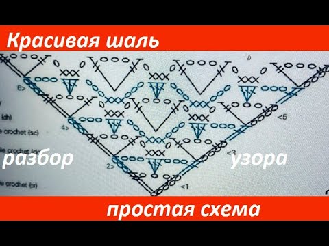 Видео: ПРОСТАЯ схема , КРАСИВАЯ шаль , разбор УЗОРА  вязание КРЮЧКОМ по СХЕМЕ , crochet shawl (шаль №449)