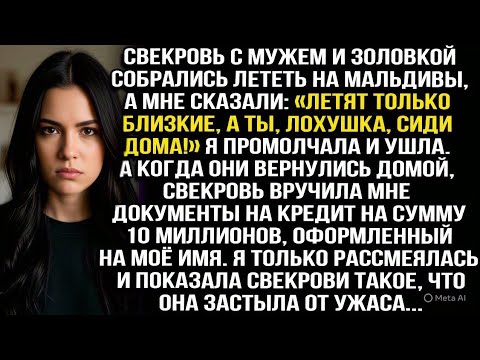 Видео: Свекровь муж и золовка полетели на Мальдивы, сказав: «Летят только близкие, а ты лохушка сиди дома!»