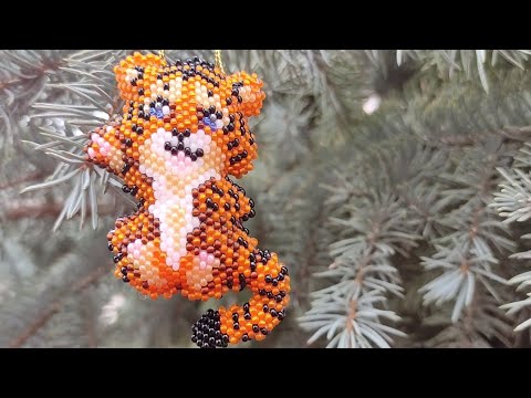 Видео: 272. 🐅 " ТИГРЁНОК". Символ года. Кирпичное плетение. Часть 5/6.🐯