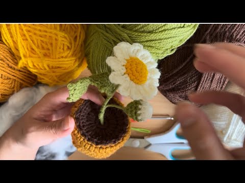 Видео: Вязание крючком узора «ЦВЕТОЧНЫЙ ГОРШОК МАРГАРИТК» | Руководство по вязанию крючком для начинающих