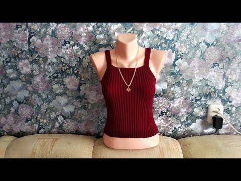 Видео: Топ на лямках. Вязание спицами.