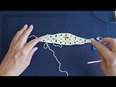 Видео: Кофточка - рубашка, крючком. Часть 2. Вязание рукава укороченными рядами столбиками с накидом.