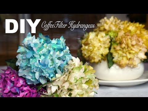 Видео: Сделай сам | Простые реалистичные гортензии — цветы из кофейного фильтра