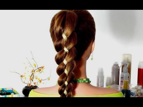 Видео: Коса из 4-х прядей (3+1 лента).
