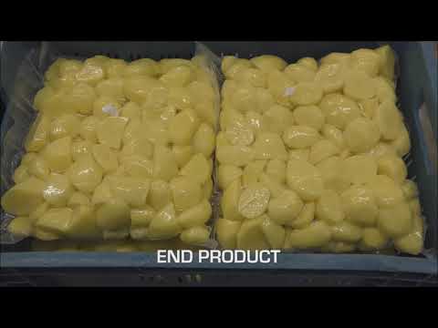 Видео: Линия ножевой чистки картофеля, его нарезки и вакуумной упаковки (Sormac)