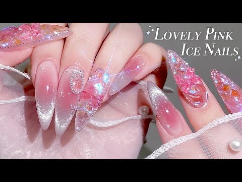 Видео: sub) Прекрасные розовые ледяные ногти!🎀💗/🇰🇷Корейские ногти / нейл-арт / ASMR