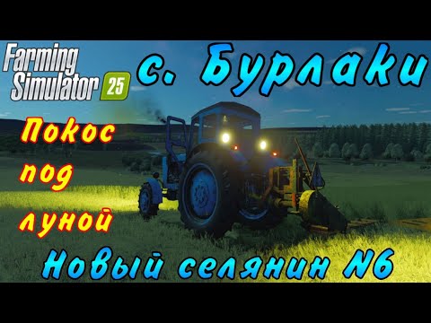 Видео: Farming Simulator 25. Бурлаки. Новый селянин №6. Покос под луной.