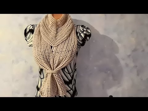 Видео: Бактус шарф весна-лето крючком.