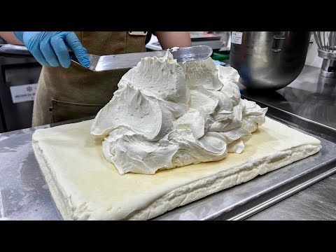 Видео: Продан за 1 час! Торт с настоящим молочным кремом, «Молочный блок» - корейская уличная еда