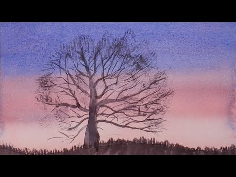 Видео: Акварель - Ночное Дерево