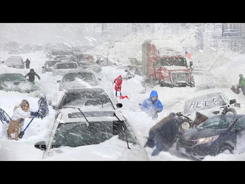 Видео: Сегодня в Висконсине царит хаос! Сильный снегопад, создающий эффект озера, засыпал дома и машины ...