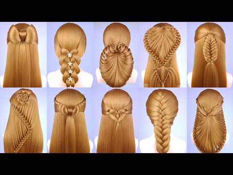 Видео: 10 простых причесок разных типов | Простые прически | Новые прически | Прически для девочек