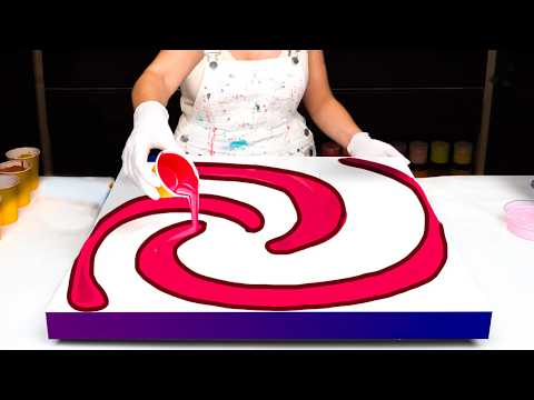 Видео: Спиральное движение! Текстура и техника смахивания ~Такой вкусный результат😍 Акриловая заливка