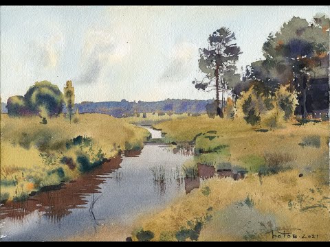 Видео: Осенний пейзаж акварелью. Watercolor autumn landscape