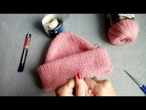 Видео: Вязаная шапка с красивой макушкой...Вязание спицами...