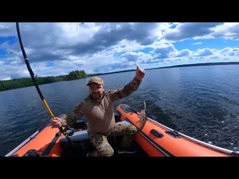 Видео: Карелия.Открытия жидкой воды.Щука и огромные окуни.Риб навигатор 450 под мотором 9.9-15 скорость 36к
