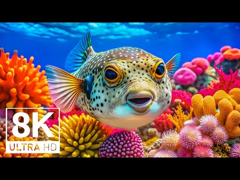 Видео: Океанская безмятежность в 8K 🐳 Тропические рыбы, аквариум, коралловый риф — снятие стресса