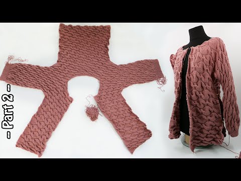 Видео: Кардиган поперечными косами спицами 🥼 часть 2