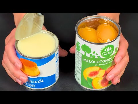 Видео: Взбиваем сгущенку с персиками! Лучший десерт Наполеон без выпечки! Королевский деликатес