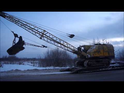 Видео: Старый экскаватор Драглайн ЭО5111б. Погрузка на трал. Переезжаем на новый участок работы.