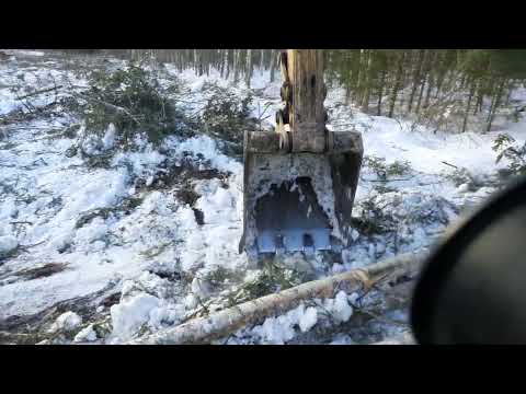 Видео: Экскаватор. Работа с лесом и брёвнами