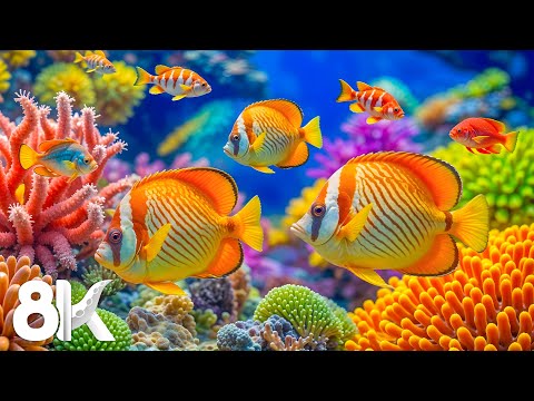 Видео: Океан 8K (ULTRA HD ВИДЕО) — прекрасная морская жизнь и расслабляющая музыка для спокойного сна