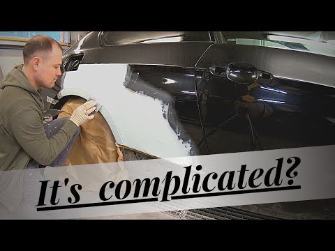 Видео: Repair BMW quarter panel with filler | How to fix a dent | Ремонт заднего крыла