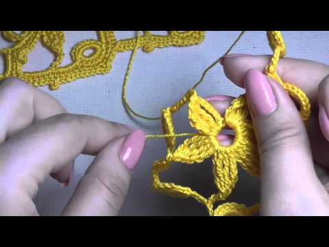 Видео: Тесьма широкая с цветочками. Ирландское кружево. Видео-урок.