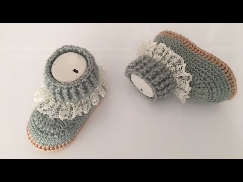 Видео: Вязаная крючком кружевная обувь для девочки / 6-12 месяцев