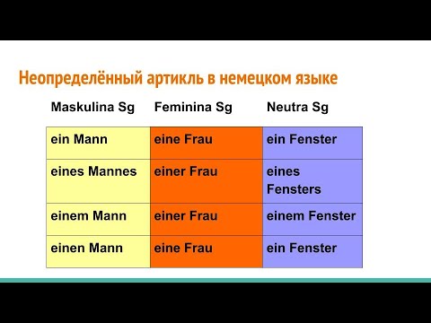 Видео: Видеоуроки немецкого языка. Видео №17 "Неопределённый артикль в немецком языке" @sprachvielfalt