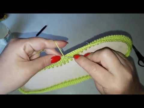 Видео: Вязаная обувь крючком . Как я начинаю работать с подошвой. Мокасины САЛАТОВОЕ ЧУДО. Часть 1