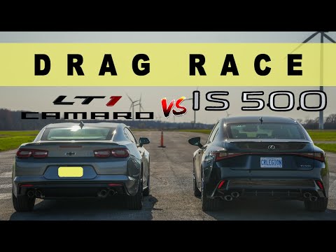 Видео: Lexus IS500 2022 года против Chevy Camaro LT1 2022 года. 10 скоростей, шок! Гонка Drag and Roll.