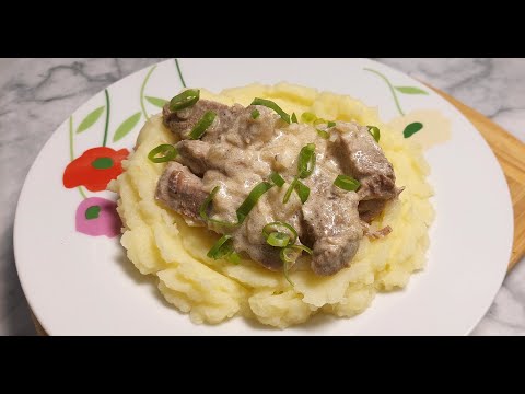 Видео: Говяжий язык под сметанном - чесночном соусе.