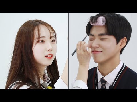 Видео: Симпатичные девушки из корейской средней школы делают хулиганский макияж симпатичным парням