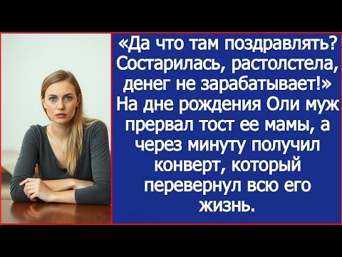 Видео: «Состарилась, растолстела!» — унизил муж жену на её дне рождения и получил конверт, изменивший всё.