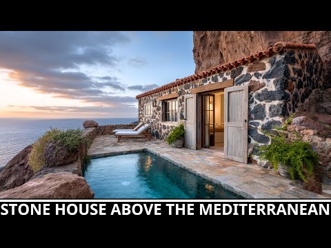 Видео: Проект средиземноморского дома на скале | Умиротворяющее сочетание белого известняка и чёрного ка...
