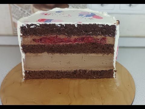 Видео: Шоколадный торт с шоколадным чизкейком и вишневым конфи
