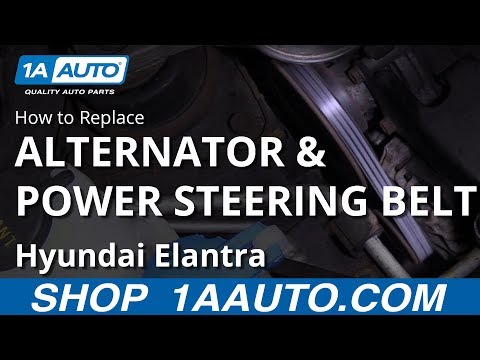 Видео: Как заменить ремень генератора и гидроусилителя руля на Hyundai Elantra 07-10