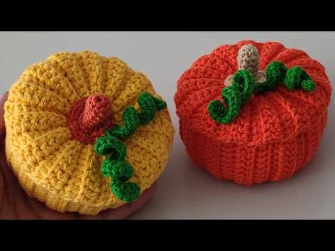 Видео: 🎃 Схема вязания крючком тыквенной корзины с крышкой! Легко и мило