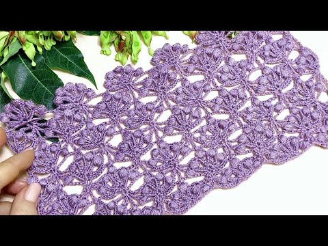 Видео: "Кисточка рябины" Привлекательный узор крючком.