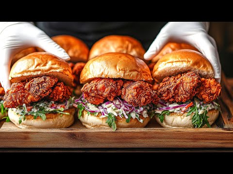 Видео: Корейская еда: хрустящая курица и сэндвич с барбекю / Корейская уличная еда