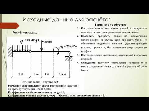 Видео: Балка с промежуточным шарниром + поверочный расчёт